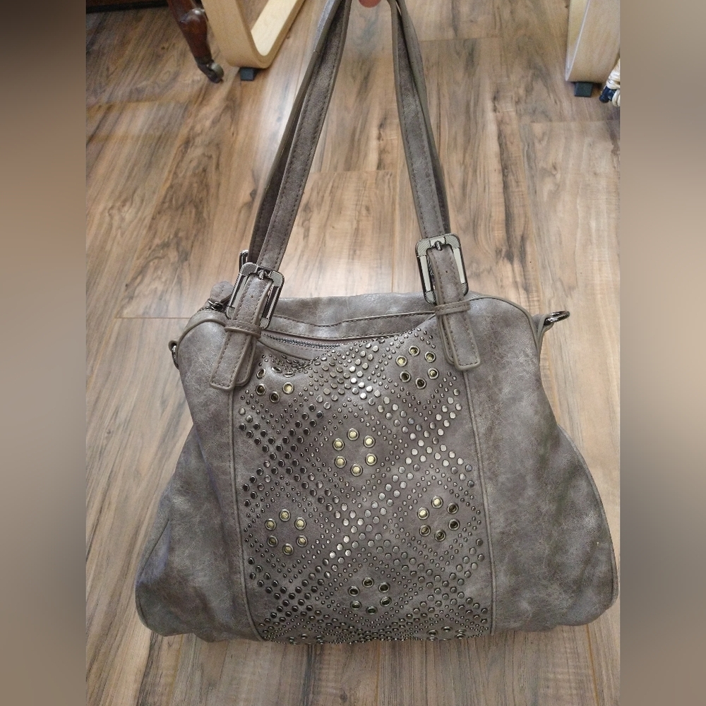 EVERYTHING $10! Urban Expressions Gray Studded Women's Bag Handbag Faux Leather